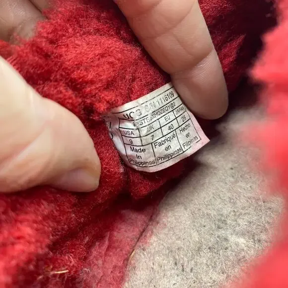 UGG Ultra Mini Red Classic Booties Leather Ankle Boots Winter Women's size 9 - Picture 9 of 11